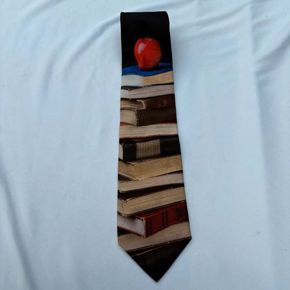 Ralph Marlin Stack O' Books Teacher Necktie 1998